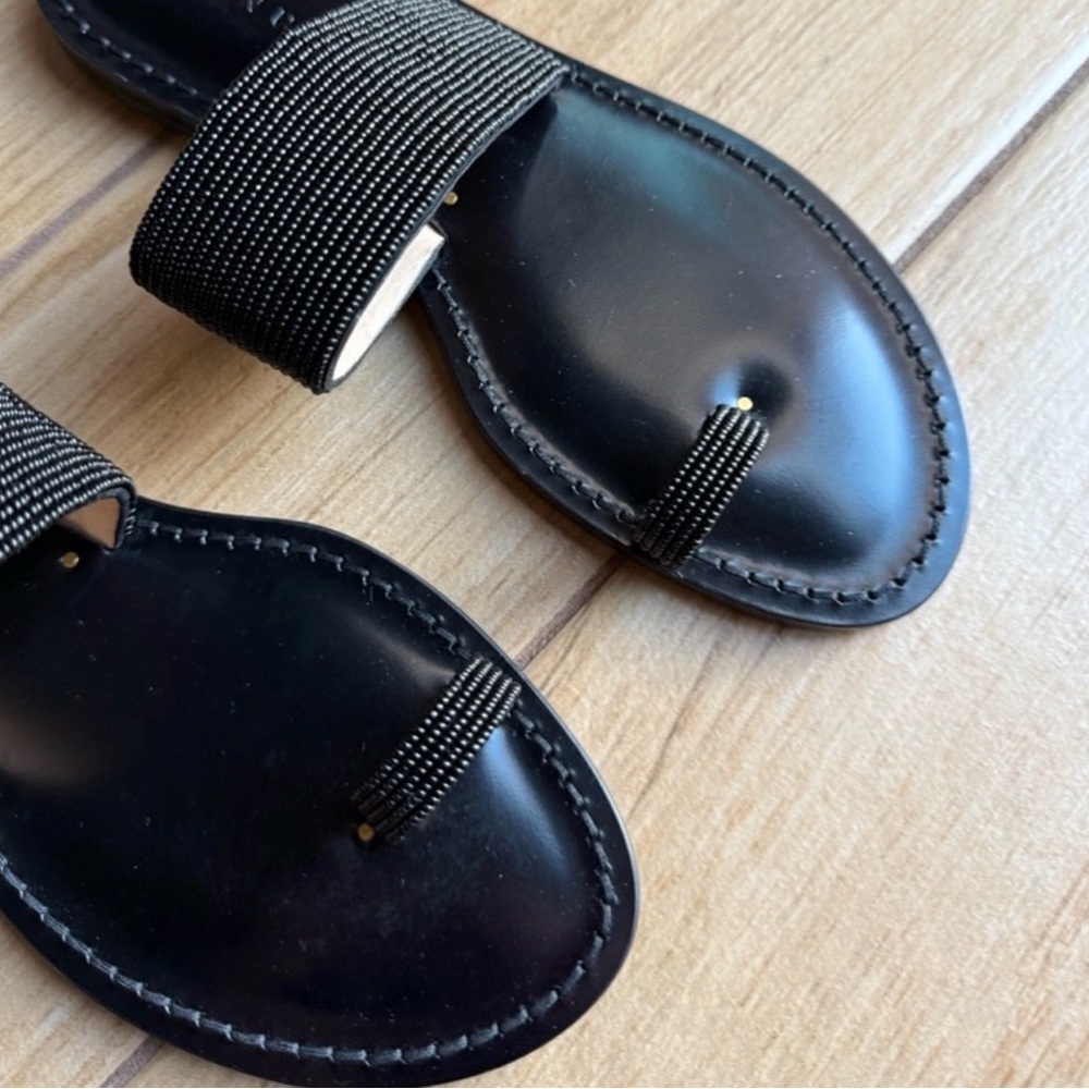 NEW AMANU Embellished Black Sandals - Picture 2 of 6